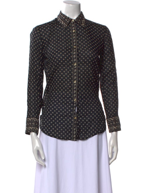 Étoile Isabel Marant Polka Dot Print Three-Quarter Sleeve Button-Up Top