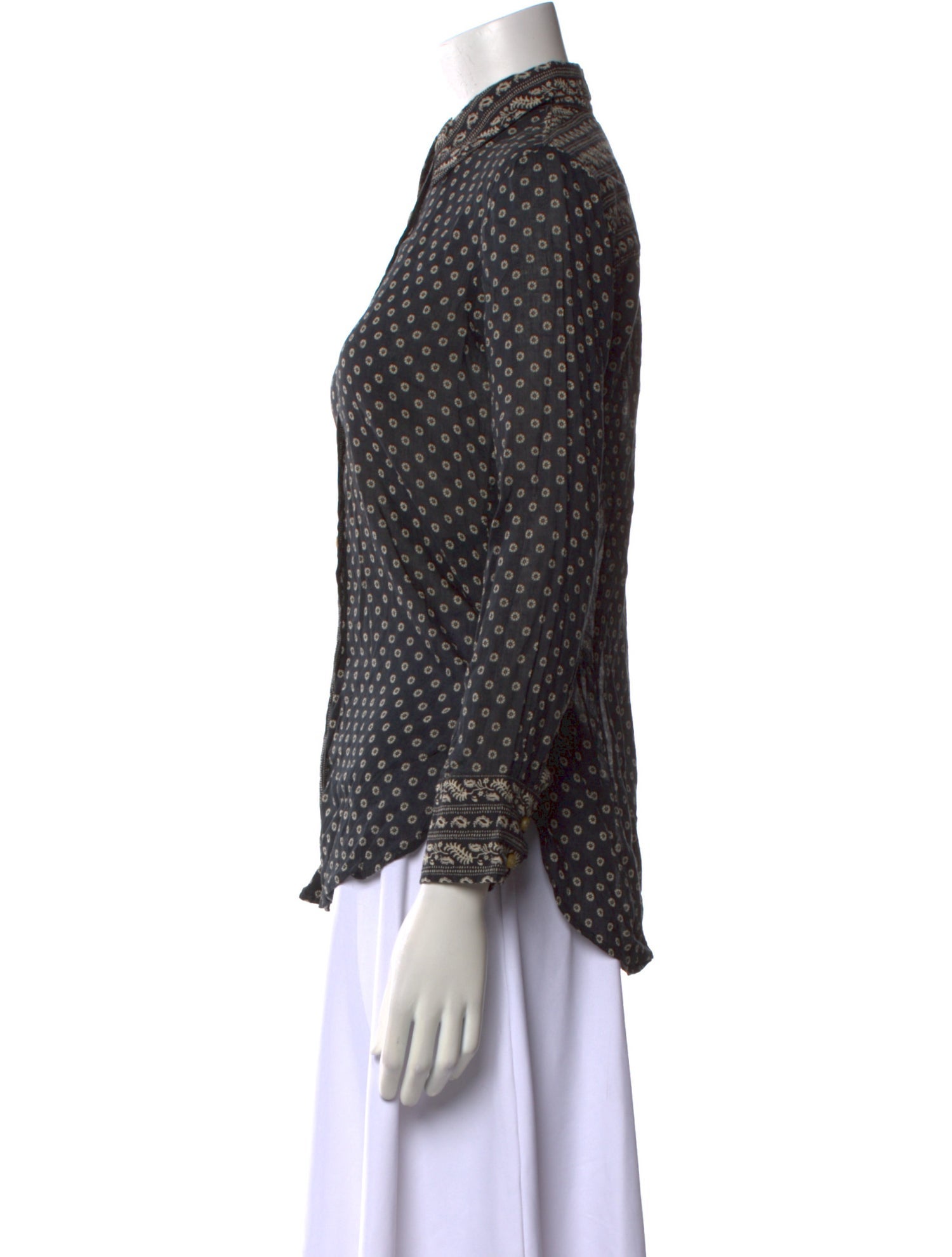 Étoile Isabel Marant Polka Dot Print Three-Quarter Sleeve Button-Up Top