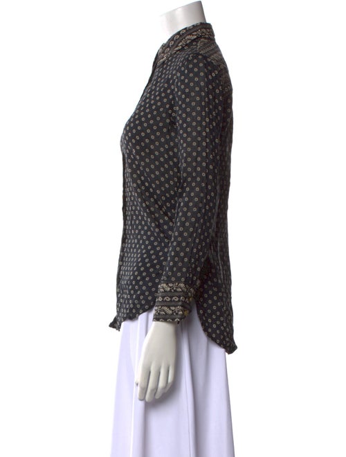 Étoile Isabel Marant Polka Dot Print Three-Quarter Sleeve Button-Up Top