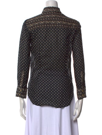 Étoile Isabel Marant Polka Dot Print Three-Quarter Sleeve Button-Up Top