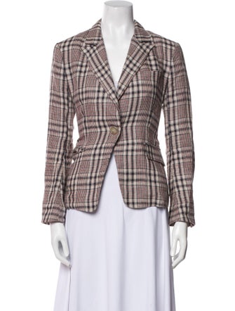 Étoile Isabel Marant Linen Plaid Print Blazer