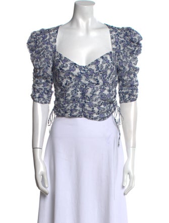 Étoile Isabel Marant Floral Print Square Neckline Crop Top