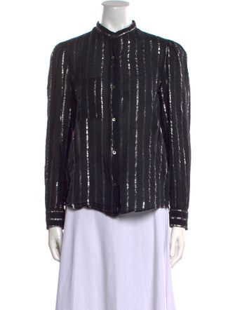 Étoile Isabel Marant Striped Mock Neck Button-Up Top
