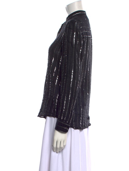 Étoile Isabel Marant Striped Mock Neck Button-Up Top