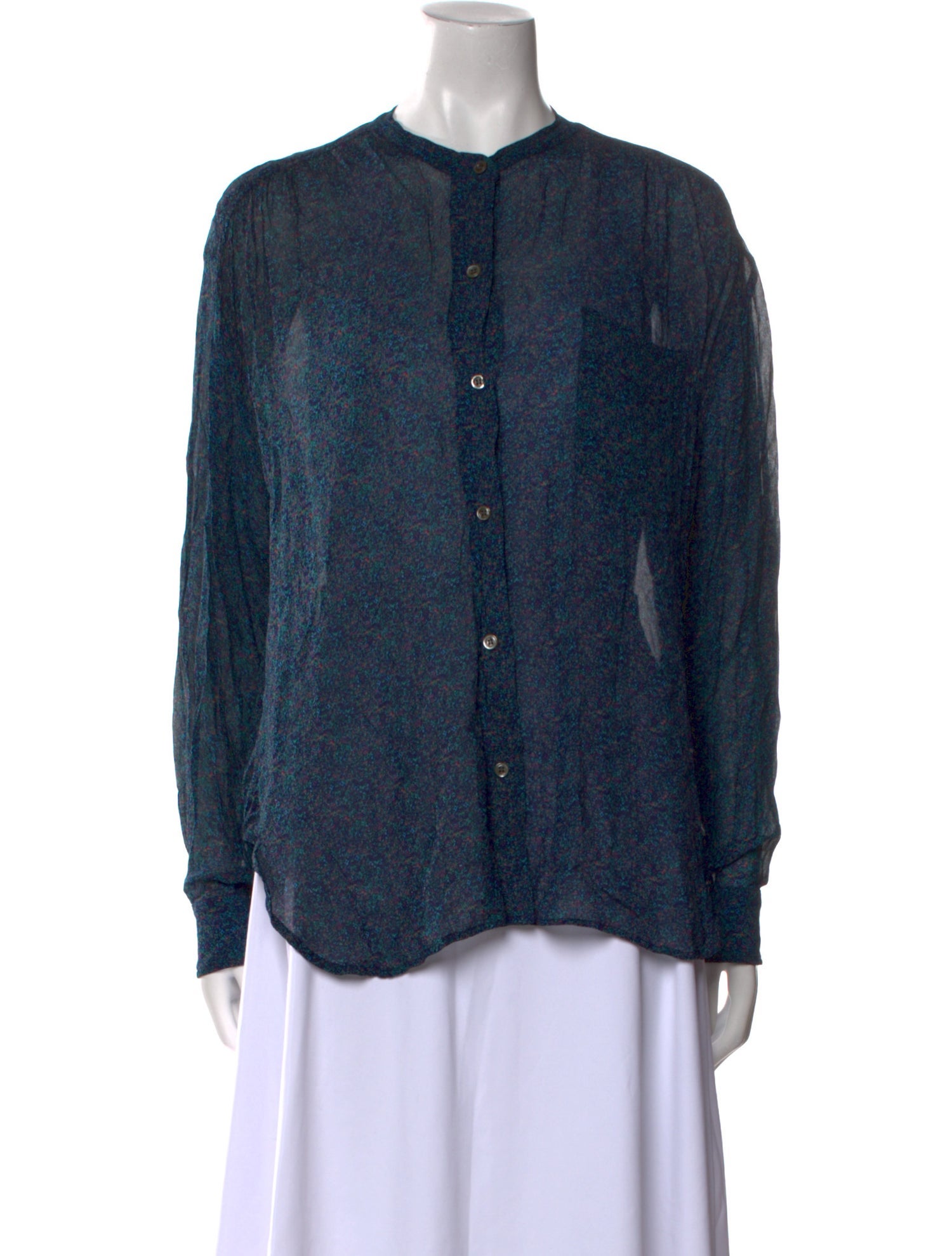 Étoile Isabel Marant Animal Print Crew Neck Button-Up Top