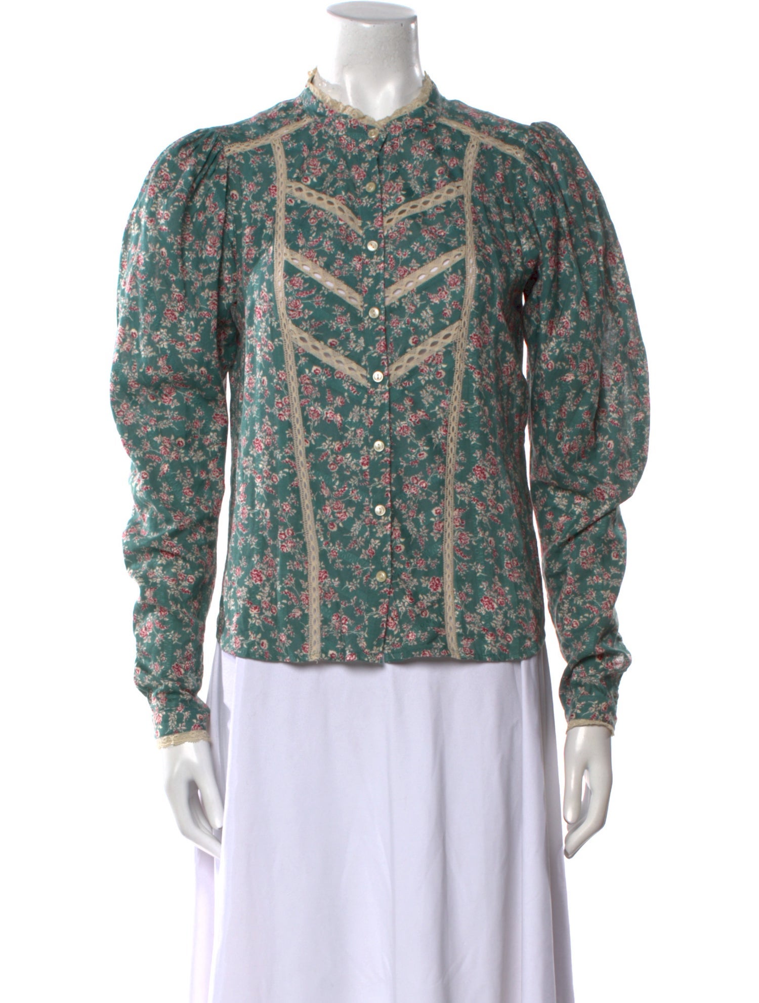 Étoile Isabel Marant Floral Print Mock Neck Button-Up Top