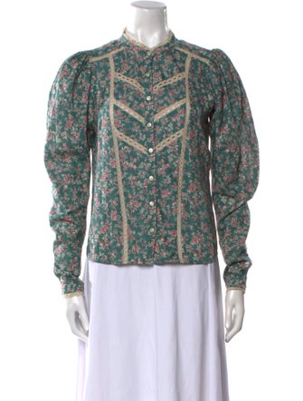 Étoile Isabel Marant Floral Print Mock Neck Button-Up Top