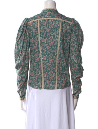 Étoile Isabel Marant Floral Print Mock Neck Button-Up Top