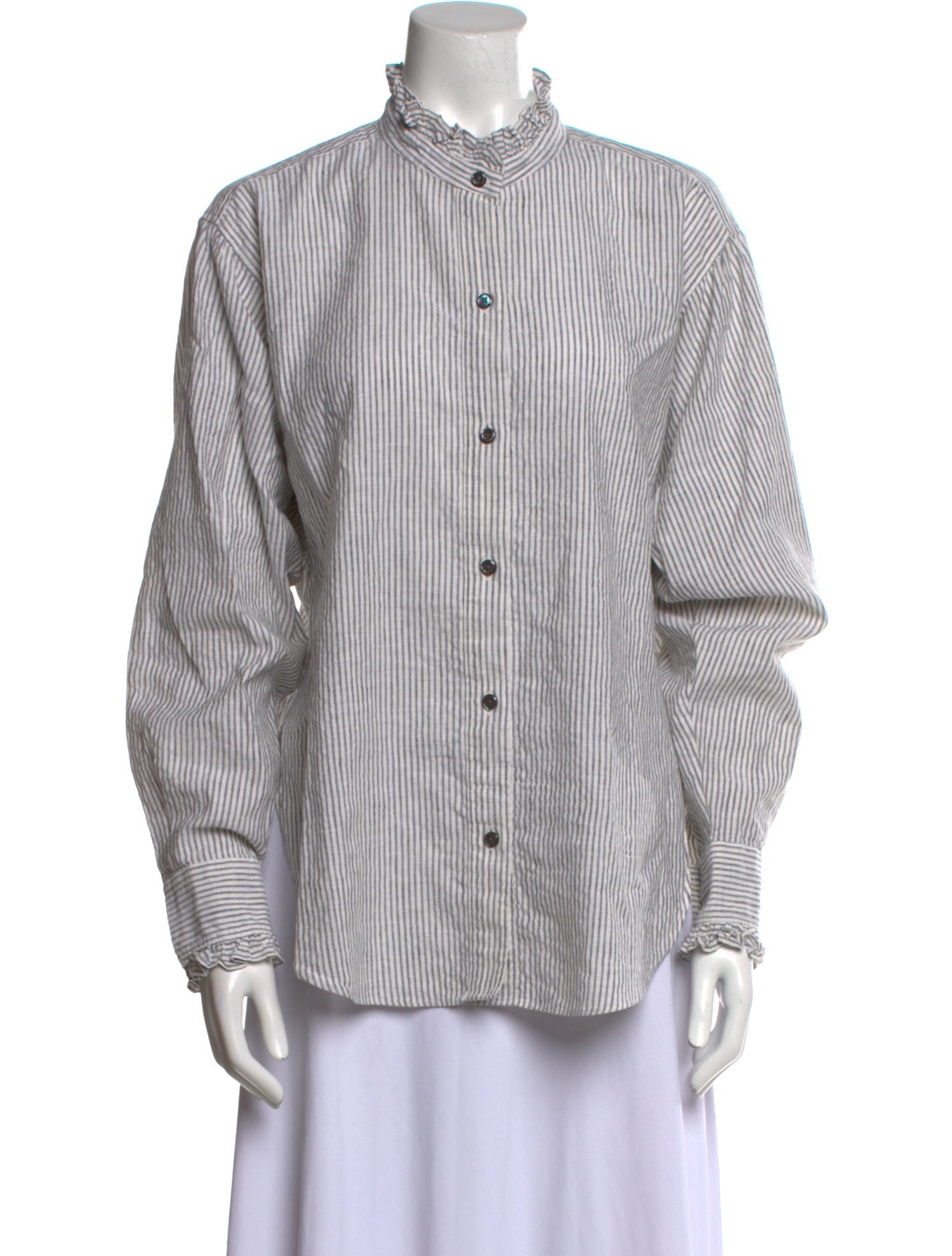 Étoile Isabel Marant Striped Mock Neck Button-Up Top