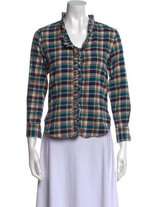 Étoile Isabel Marant Plaid Print V-Neck Button-Up Top