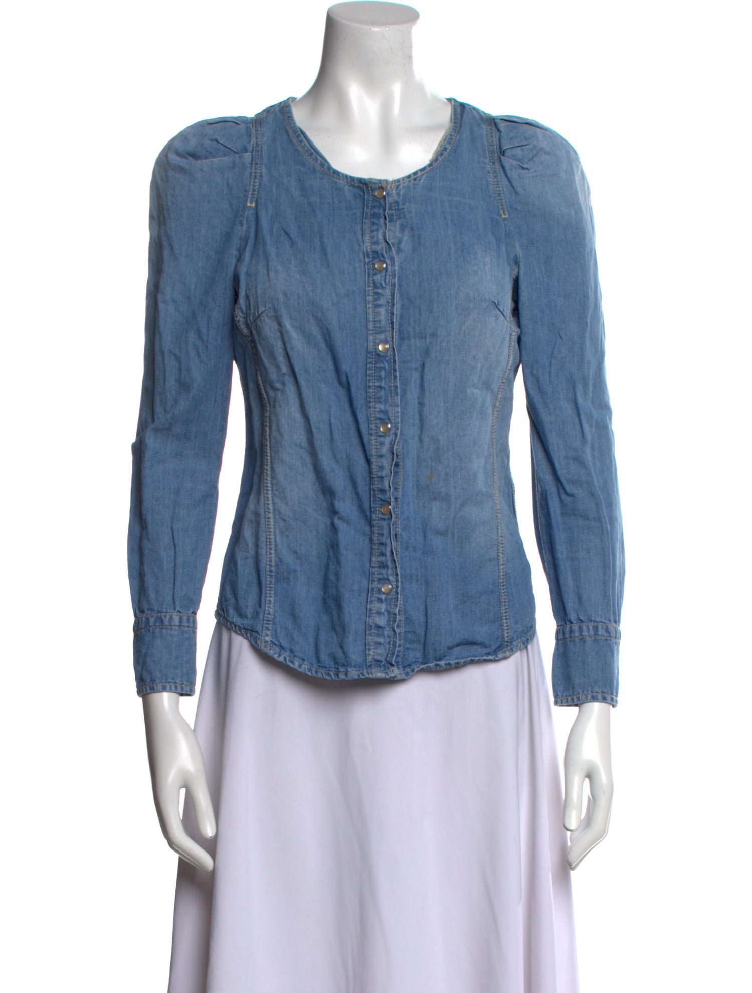 Étoile Isabel Marant Scoop Neck Long Sleeve Button-Up Top