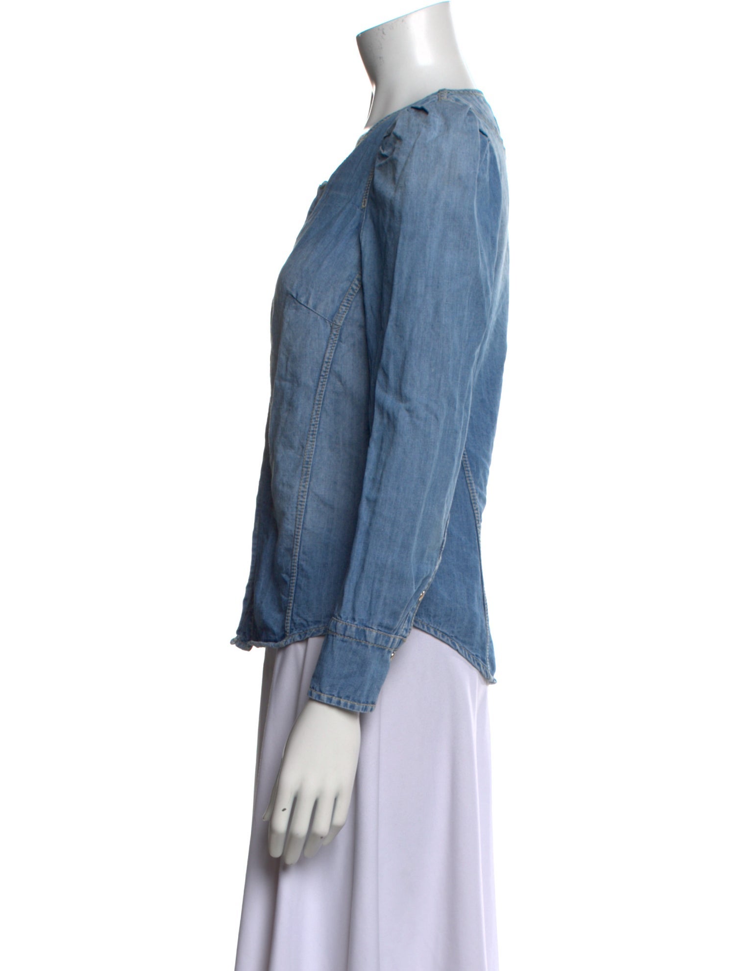 Étoile Isabel Marant Scoop Neck Long Sleeve Button-Up Top