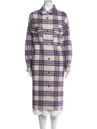 Étoile Isabel Marant Virgin Wool Plaid Print Coat