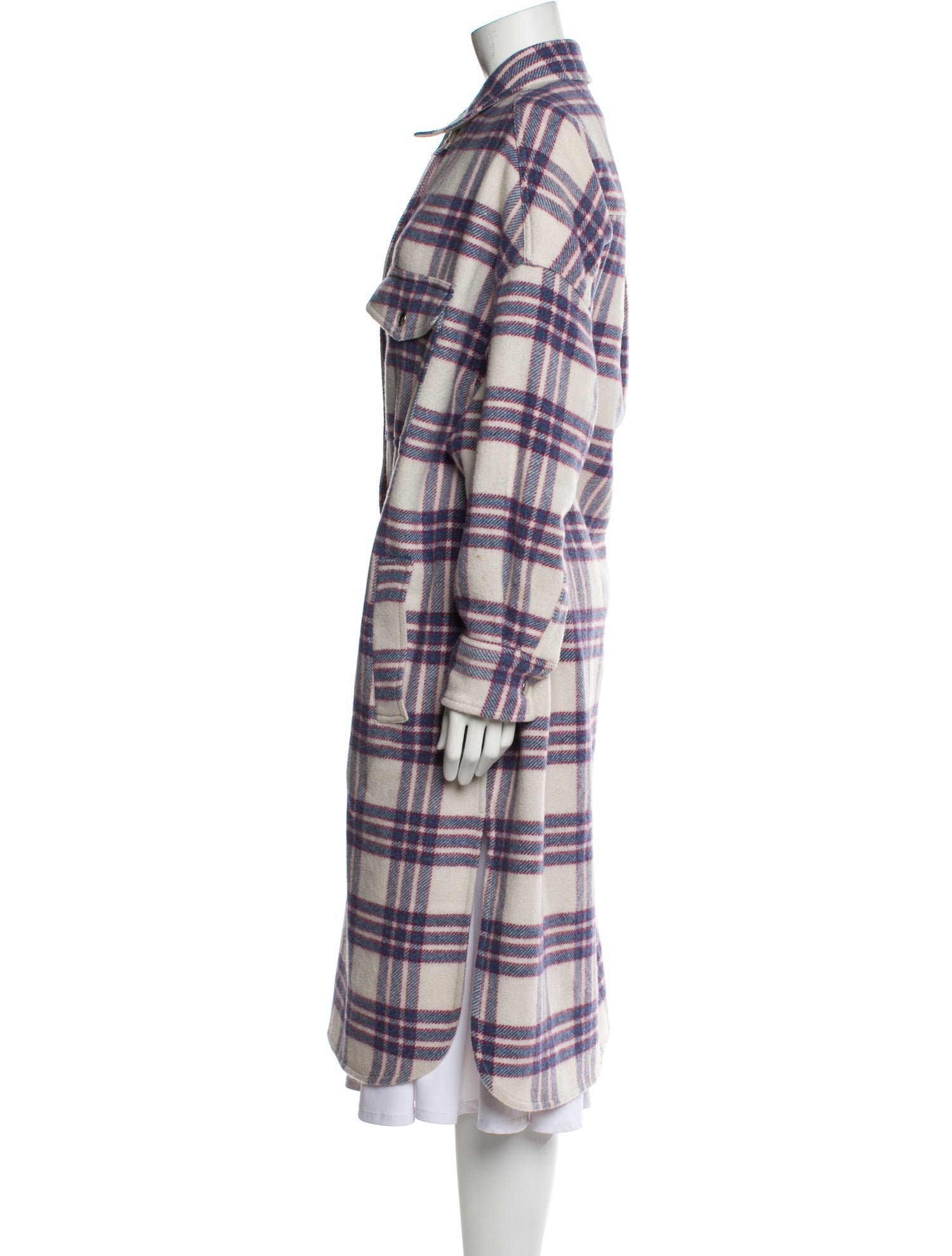 Étoile Isabel Marant Virgin Wool Plaid Print Coat