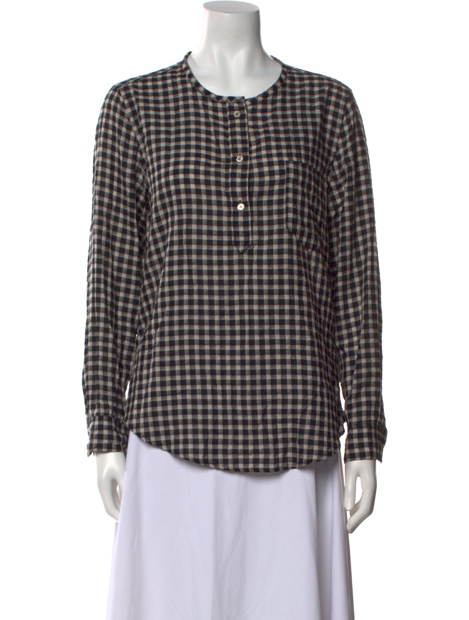 Étoile Isabel Marant Plaid Print Crew Neck Button-Up Top