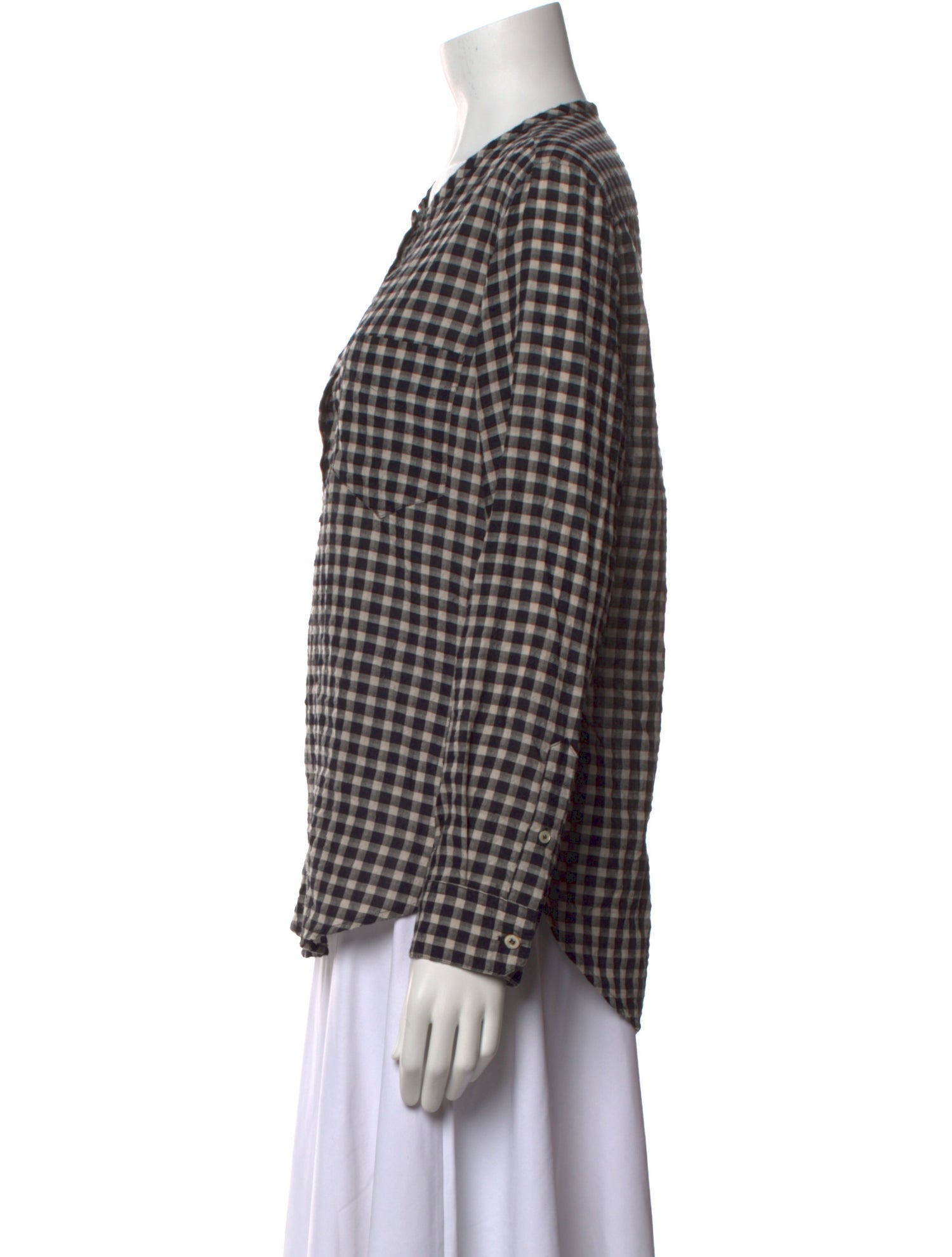 Étoile Isabel Marant Plaid Print Crew Neck Button-Up Top