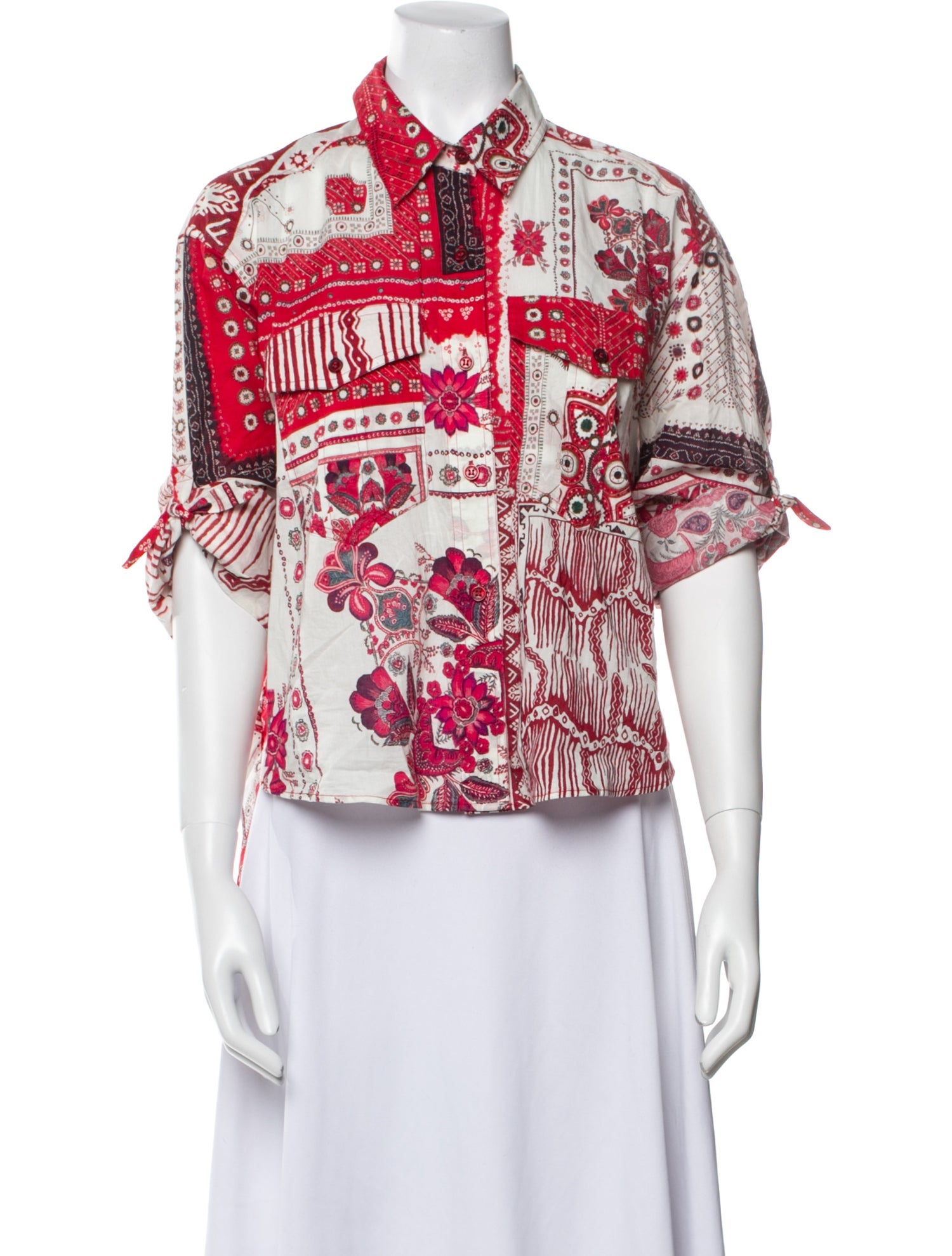 Étoile Isabel Marant Floral Print Short Sleeve Button-Up Top