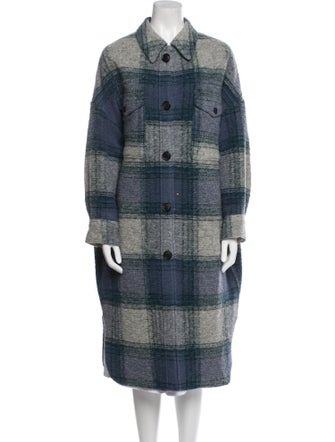 Étoile Isabel Marant Wool Plaid Print Trench Coat