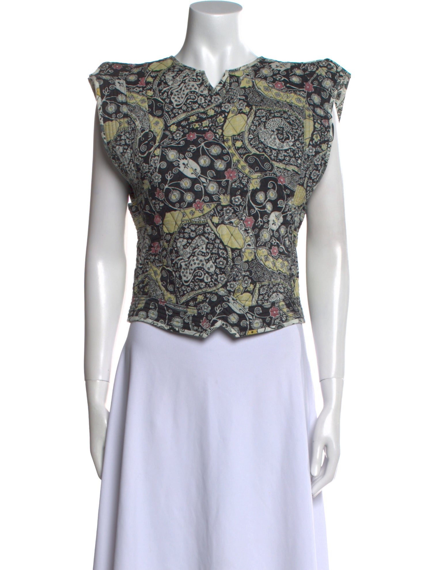 Étoile Isabel Marant Floral Print Bateau Neckline Crop Top