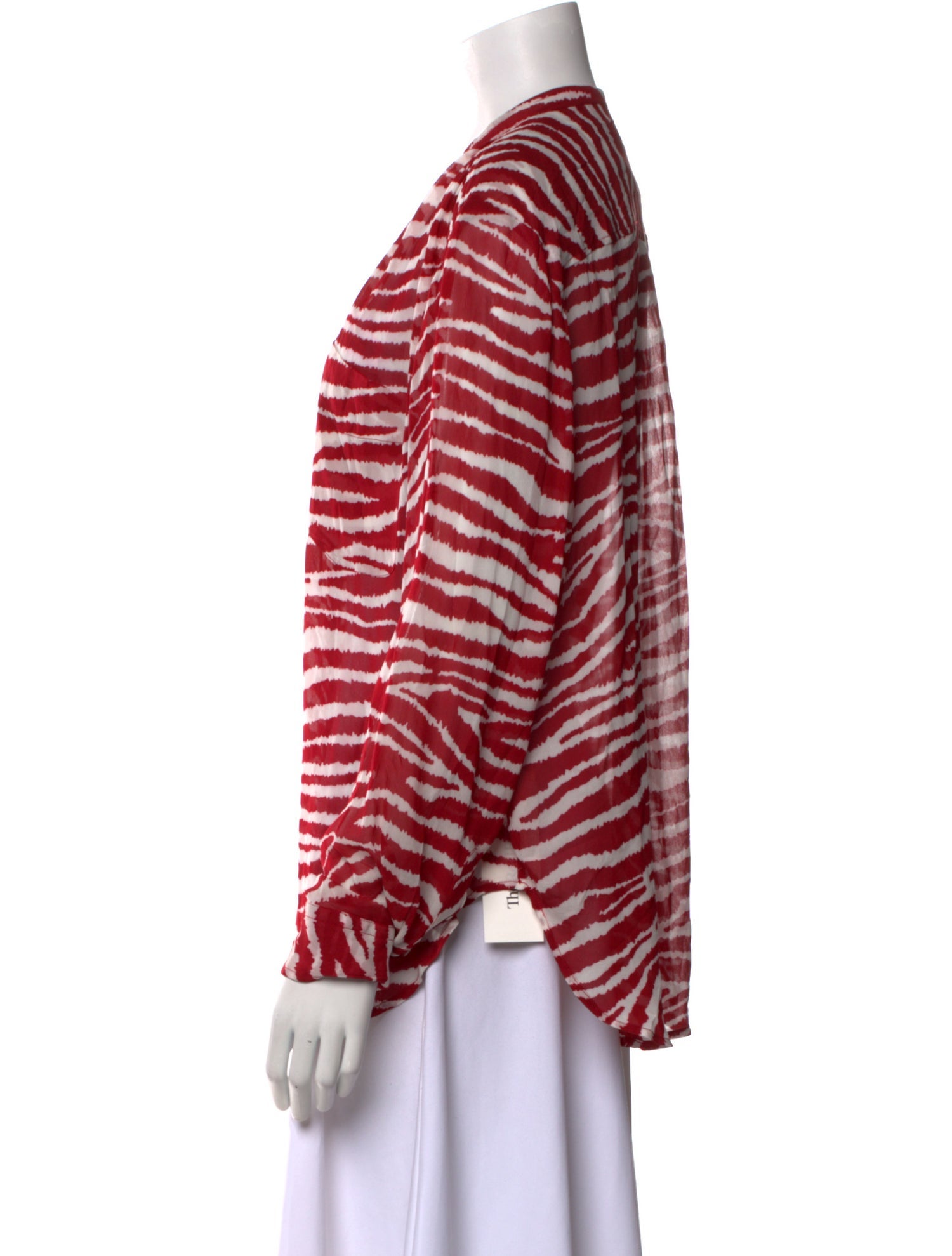 Étoile Isabel Marant Animal Print Mock Neck Button-Up Top