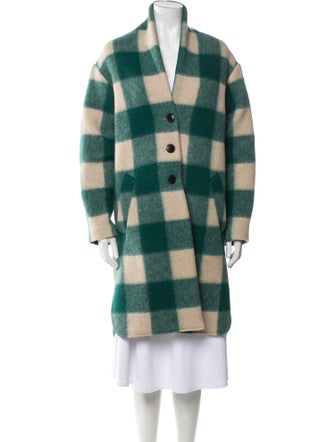 Étoile Isabel Marant Virgin Wool Plaid Print Peacoat