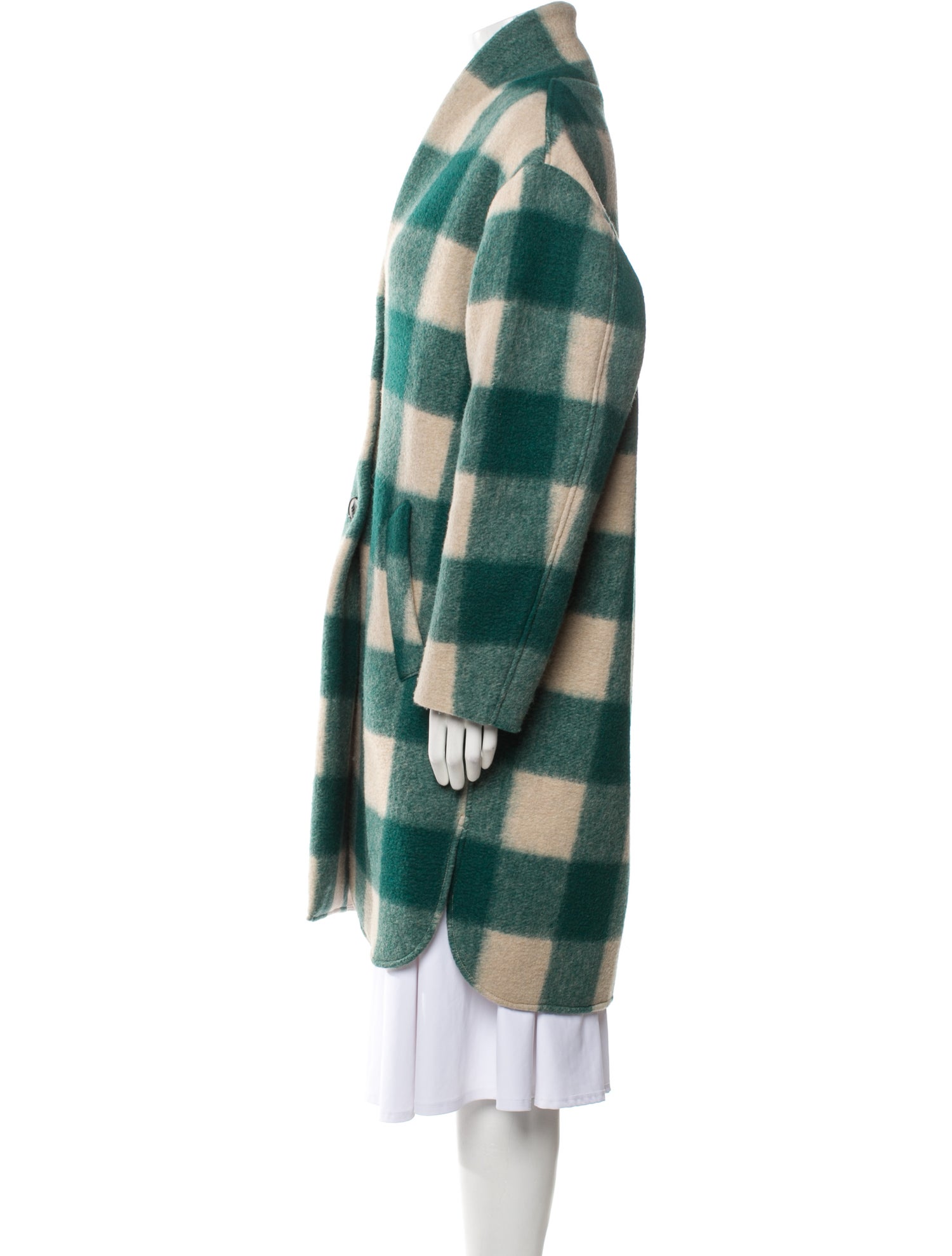 Étoile Isabel Marant Virgin Wool Plaid Print Peacoat