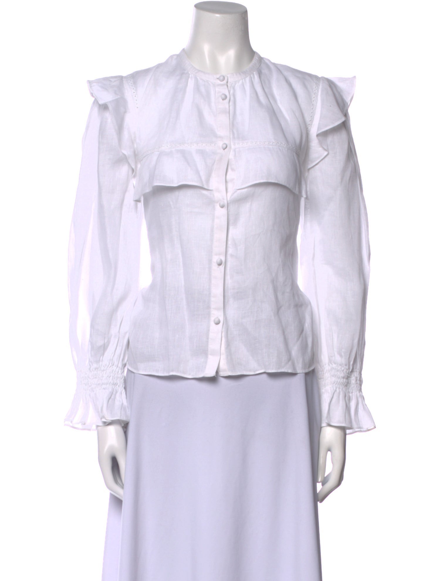 Étoile Isabel Marant Linen Mock Neck Button-Up Top