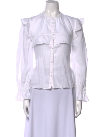 Étoile Isabel Marant Linen Mock Neck Button-Up Top