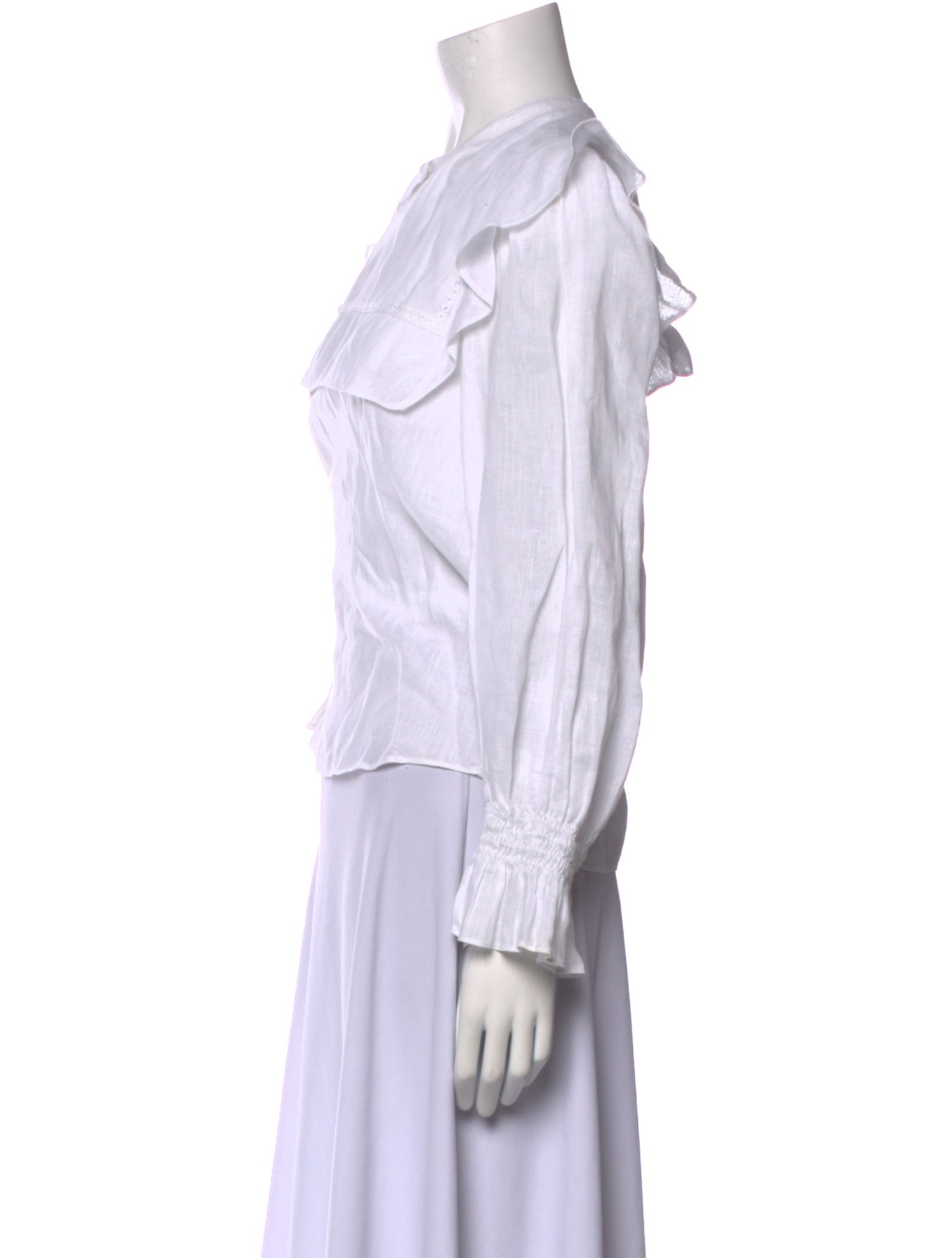 Étoile Isabel Marant Linen Mock Neck Button-Up Top