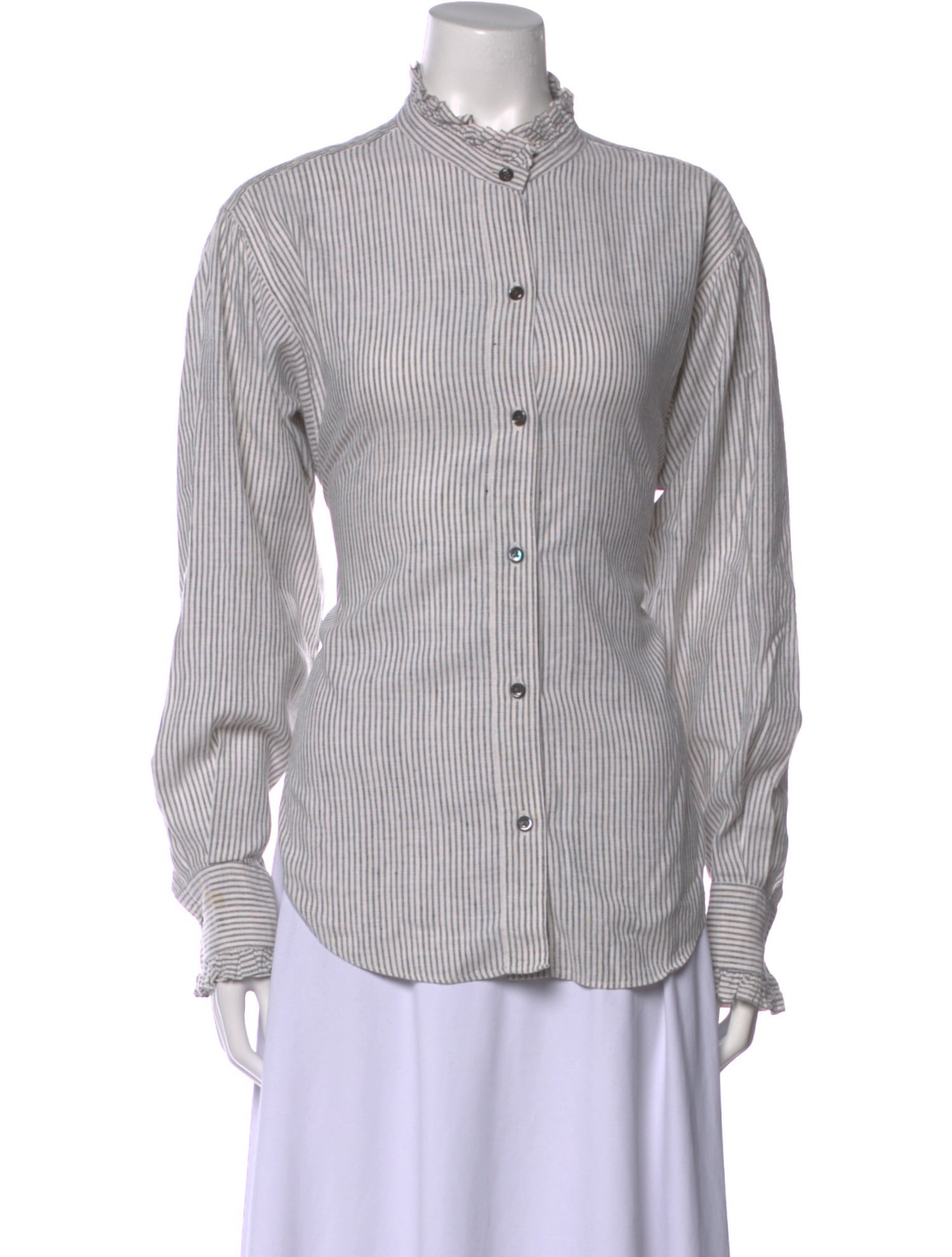 Étoile Isabel Marant Striped Mock Neck Button-Up Top