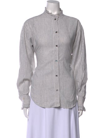 Étoile Isabel Marant Striped Mock Neck Button-Up Top