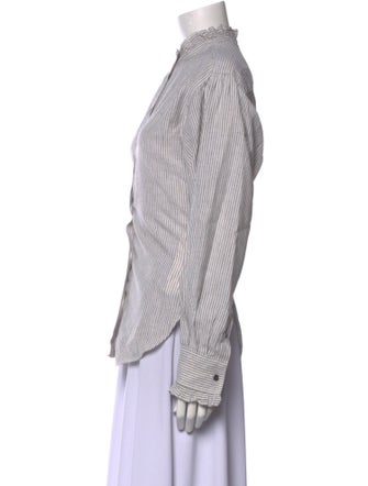 Étoile Isabel Marant Striped Mock Neck Button-Up Top