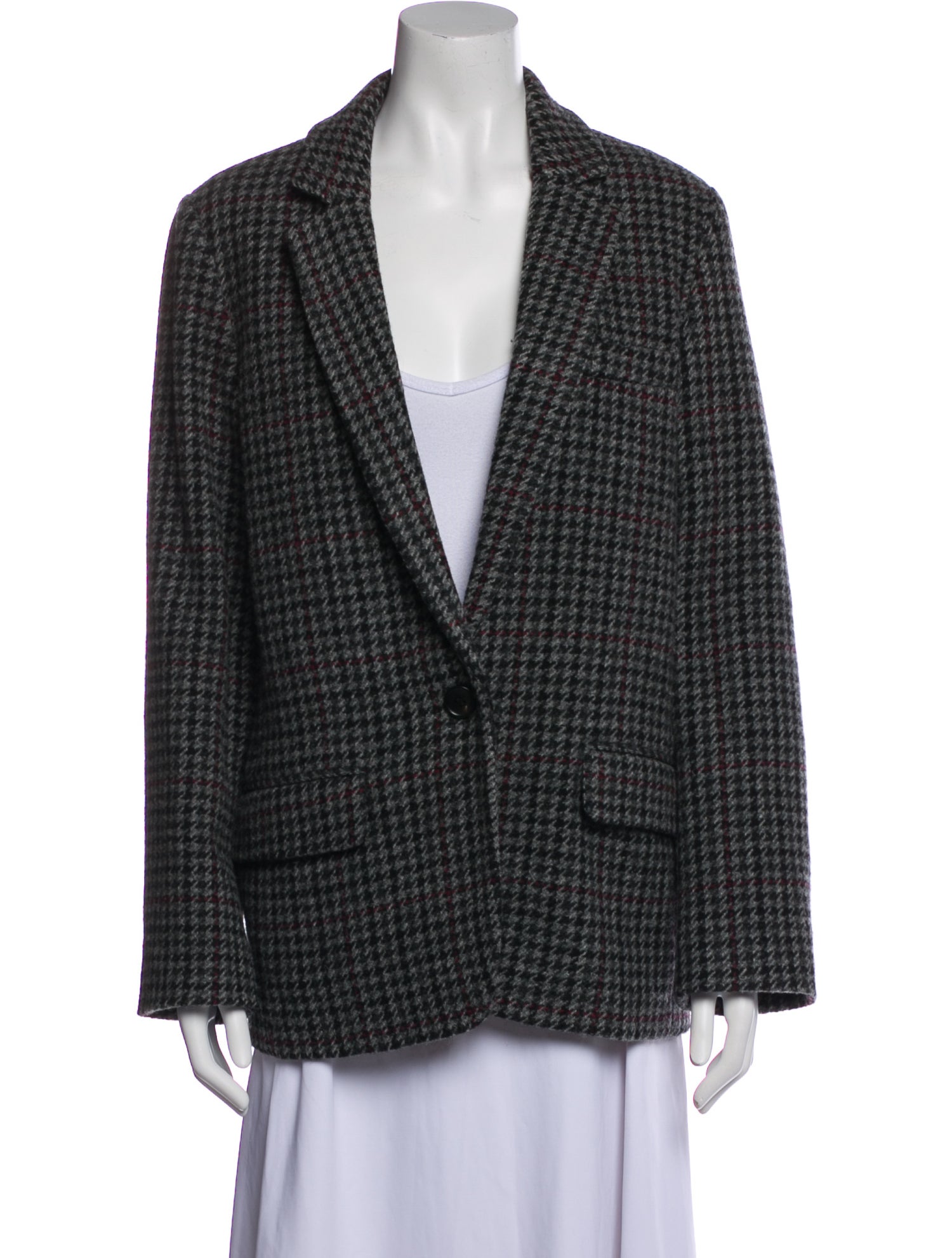 Étoile Isabel Marant Virgin Wool Houndstooth Print Blazer