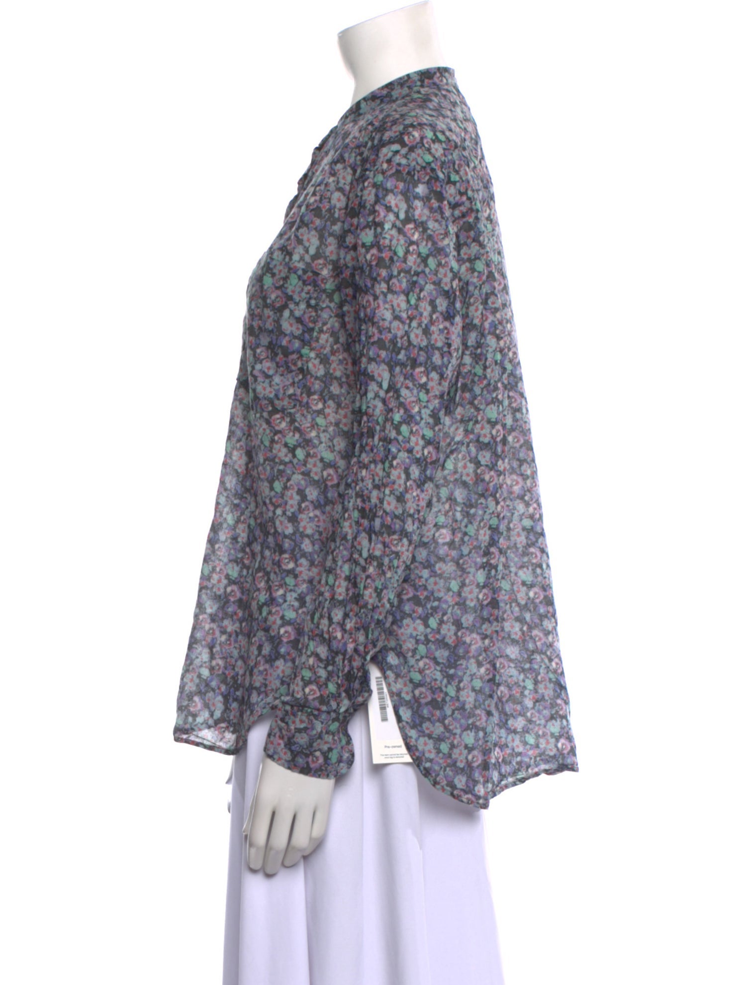 Étoile Isabel Marant Floral Print Mock Neck Button-Up Top