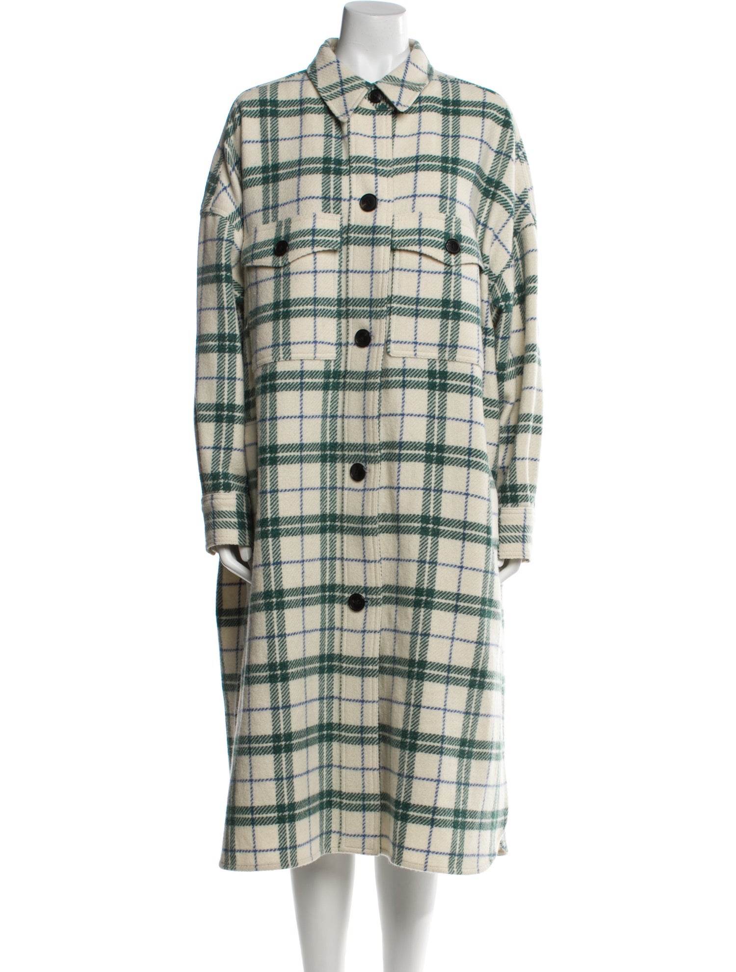 Étoile Isabel Marant Virgin Wool Plaid Print Coat