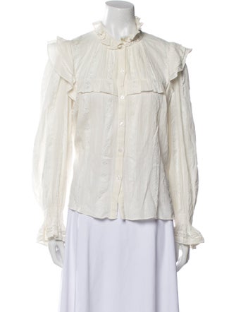 Étoile Isabel Marant Mock Neck Long Sleeve Button-Up Top
