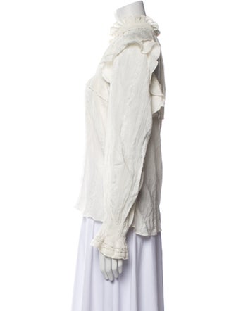 Étoile Isabel Marant Mock Neck Long Sleeve Button-Up Top
