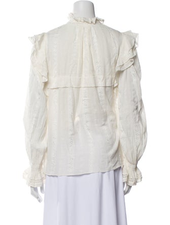 Étoile Isabel Marant Mock Neck Long Sleeve Button-Up Top