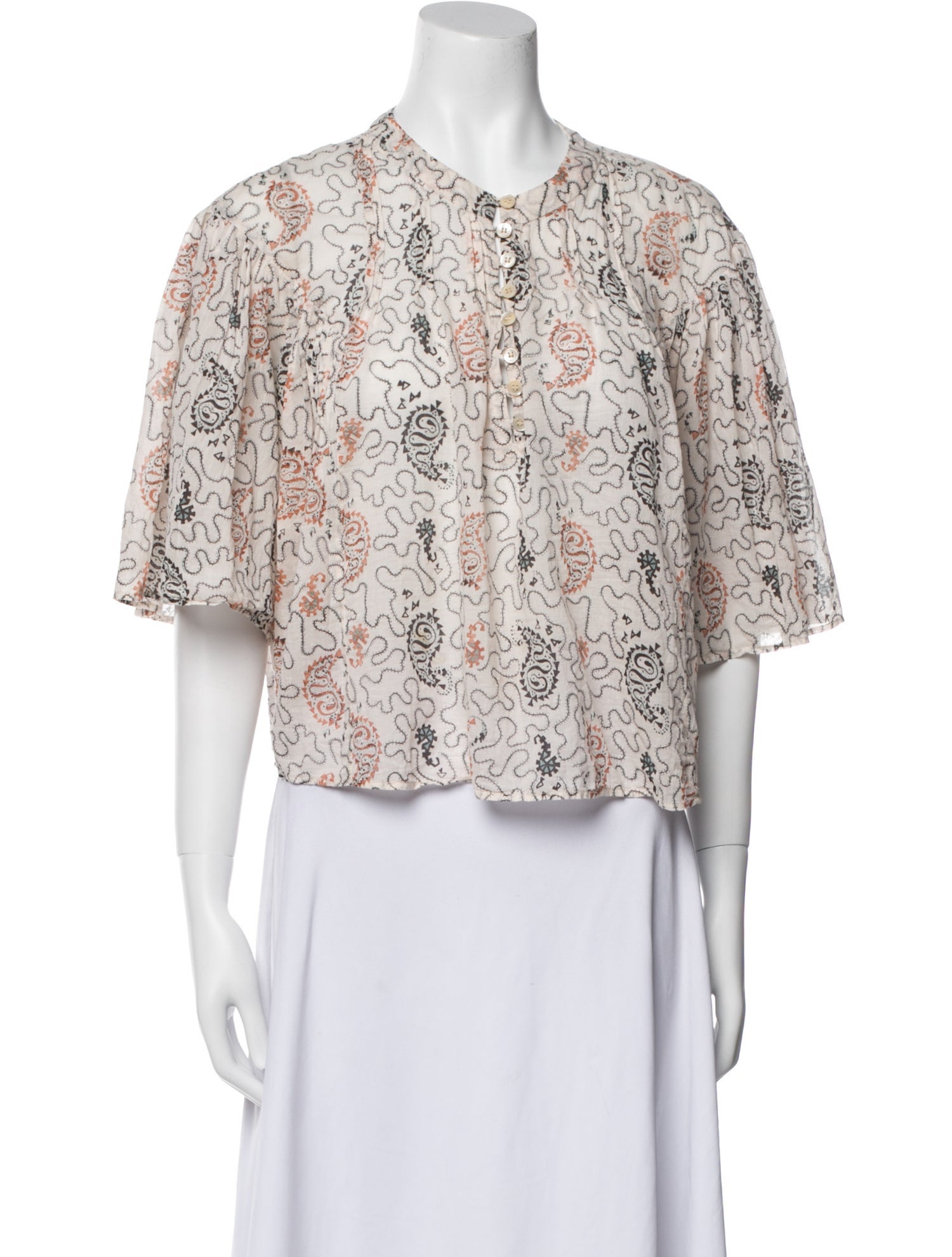 Étoile Isabel Marant Paisley Print Scoop Neck Crop Top