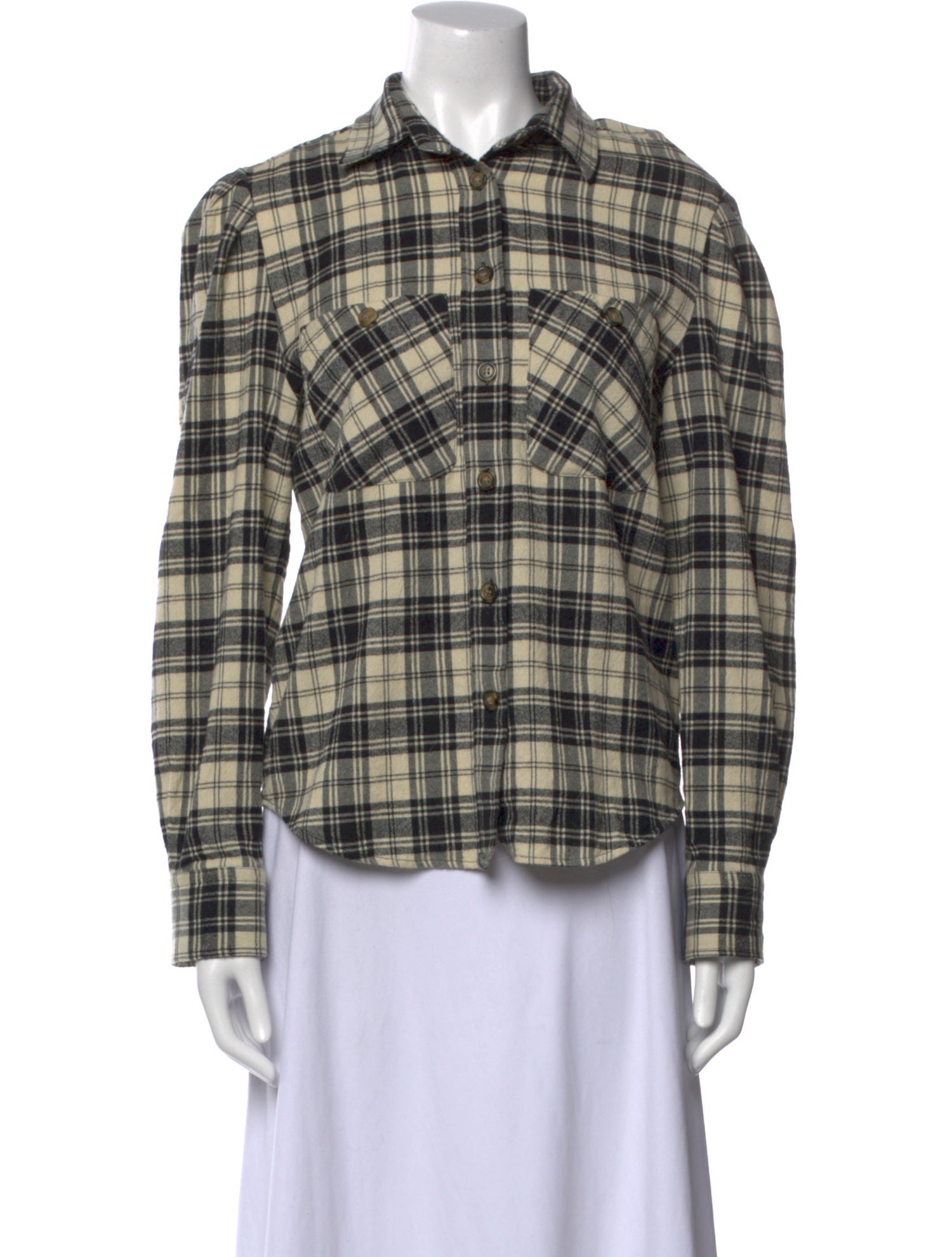 Étoile Isabel Marant Plaid Print Long Sleeve Button-Up Top