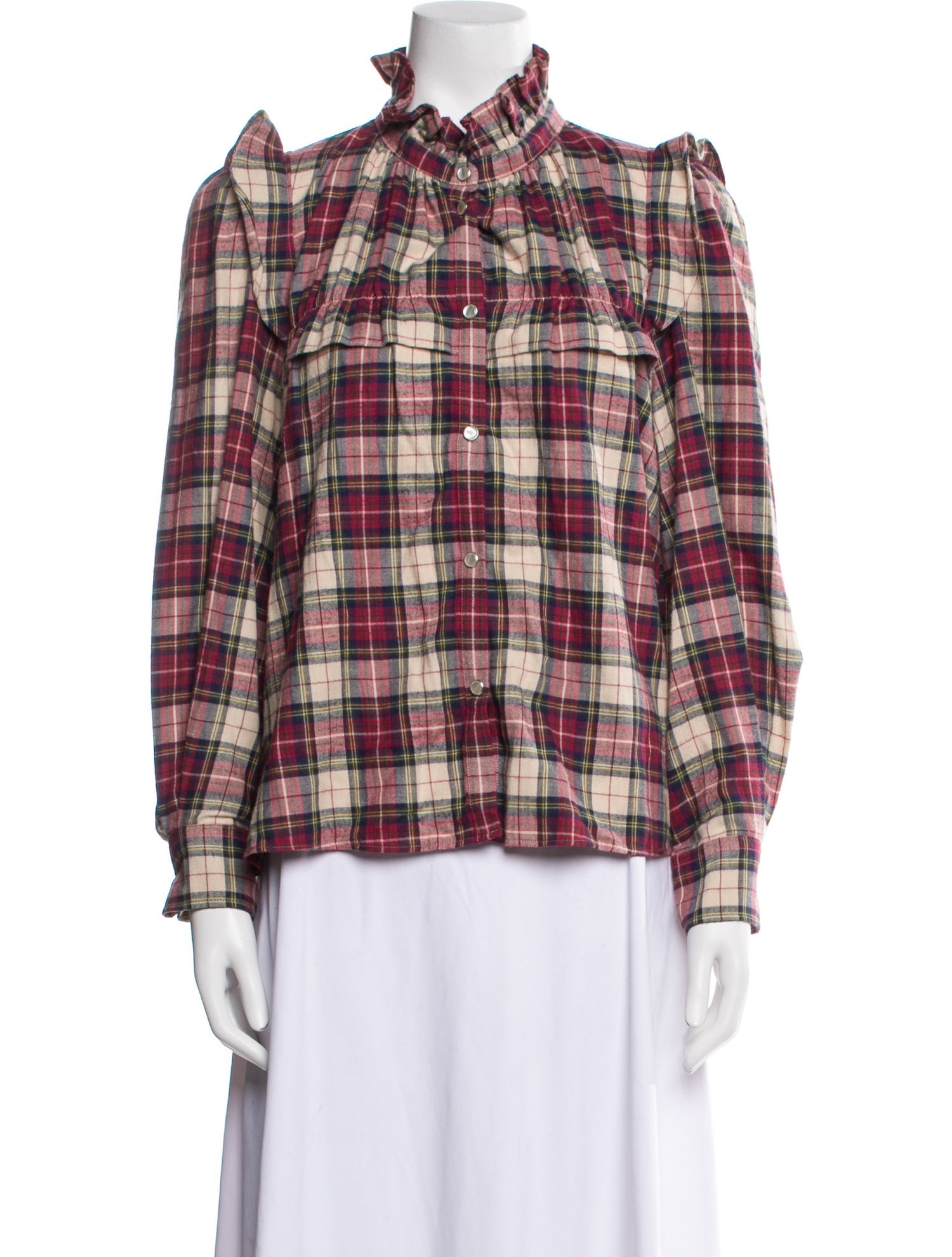 Étoile Isabel Marant Plaid Print Long Sleeve Button-Up Top