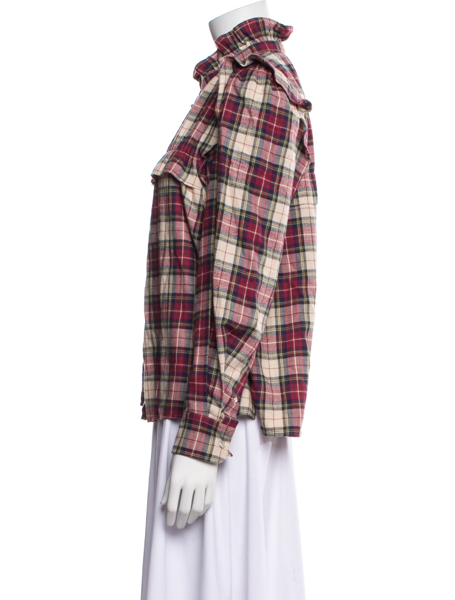 Étoile Isabel Marant Plaid Print Long Sleeve Button-Up Top