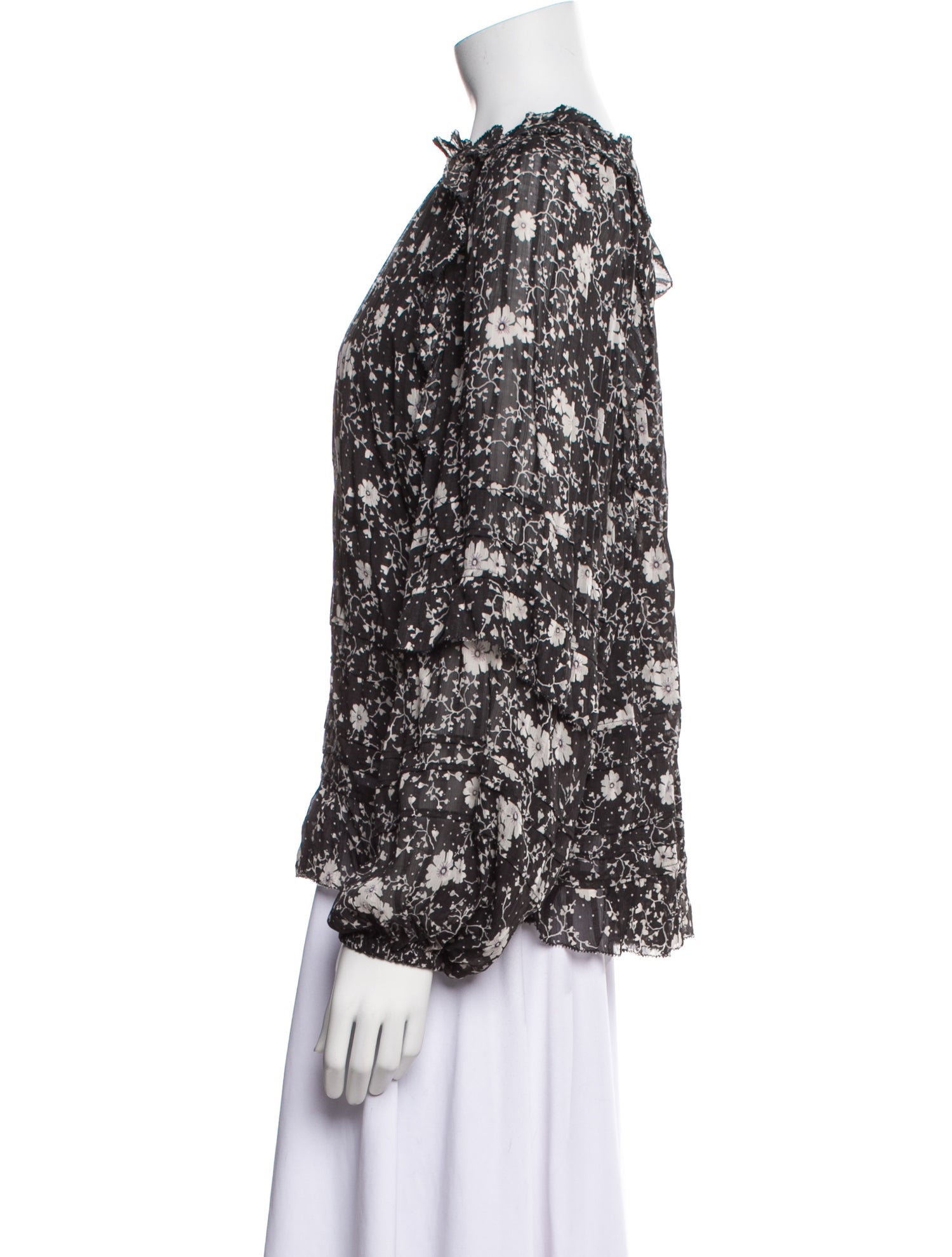 Étoile Isabel Marant Floral Print Tie Neck Blouse