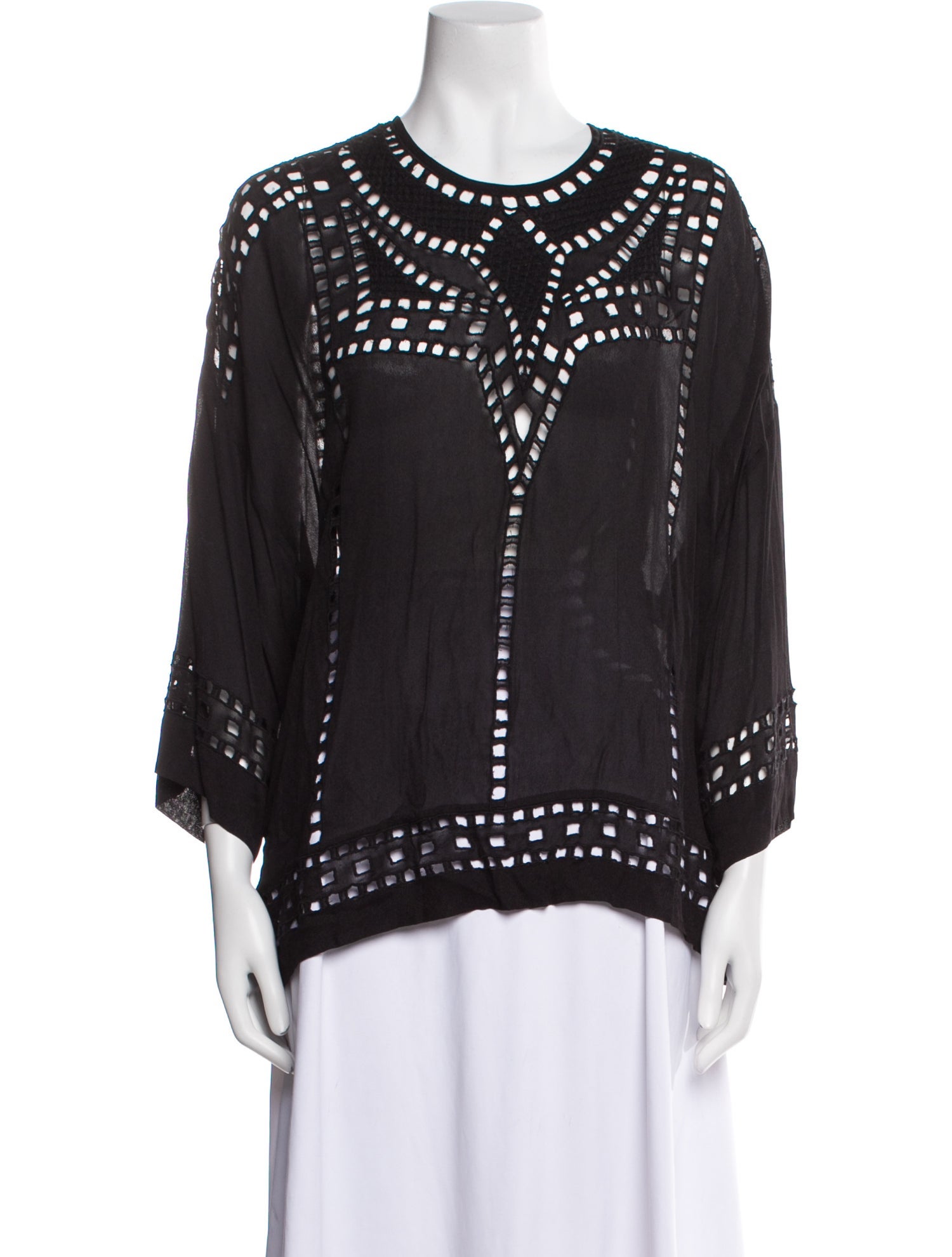 Étoile Isabel Marant Crew Neck Three-Quarter Sleeve Blouse