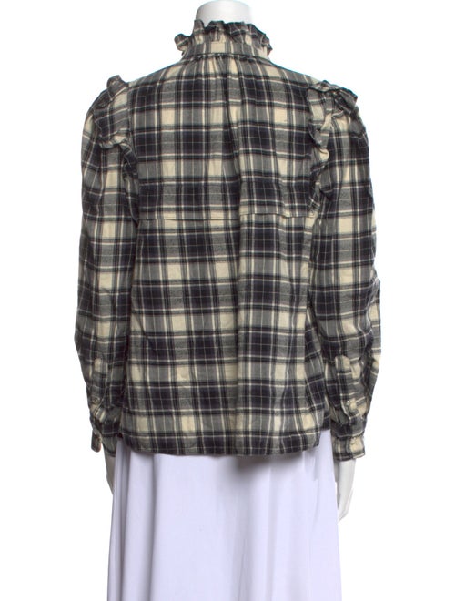 Étoile Isabel Marant Plaid Print Mock Neck Button-Up Top
