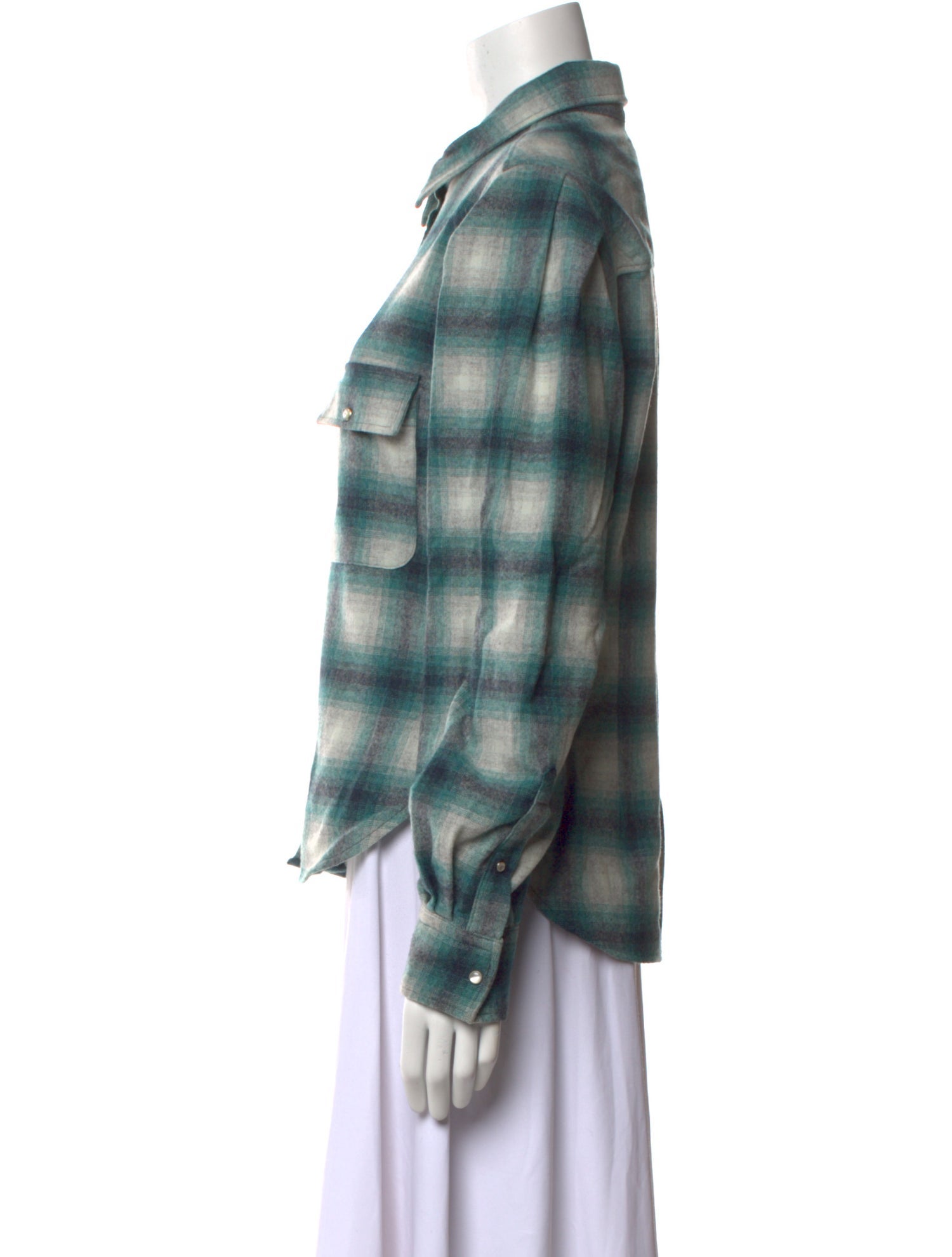 Étoile Isabel Marant Wool Plaid Print Button-Up Top