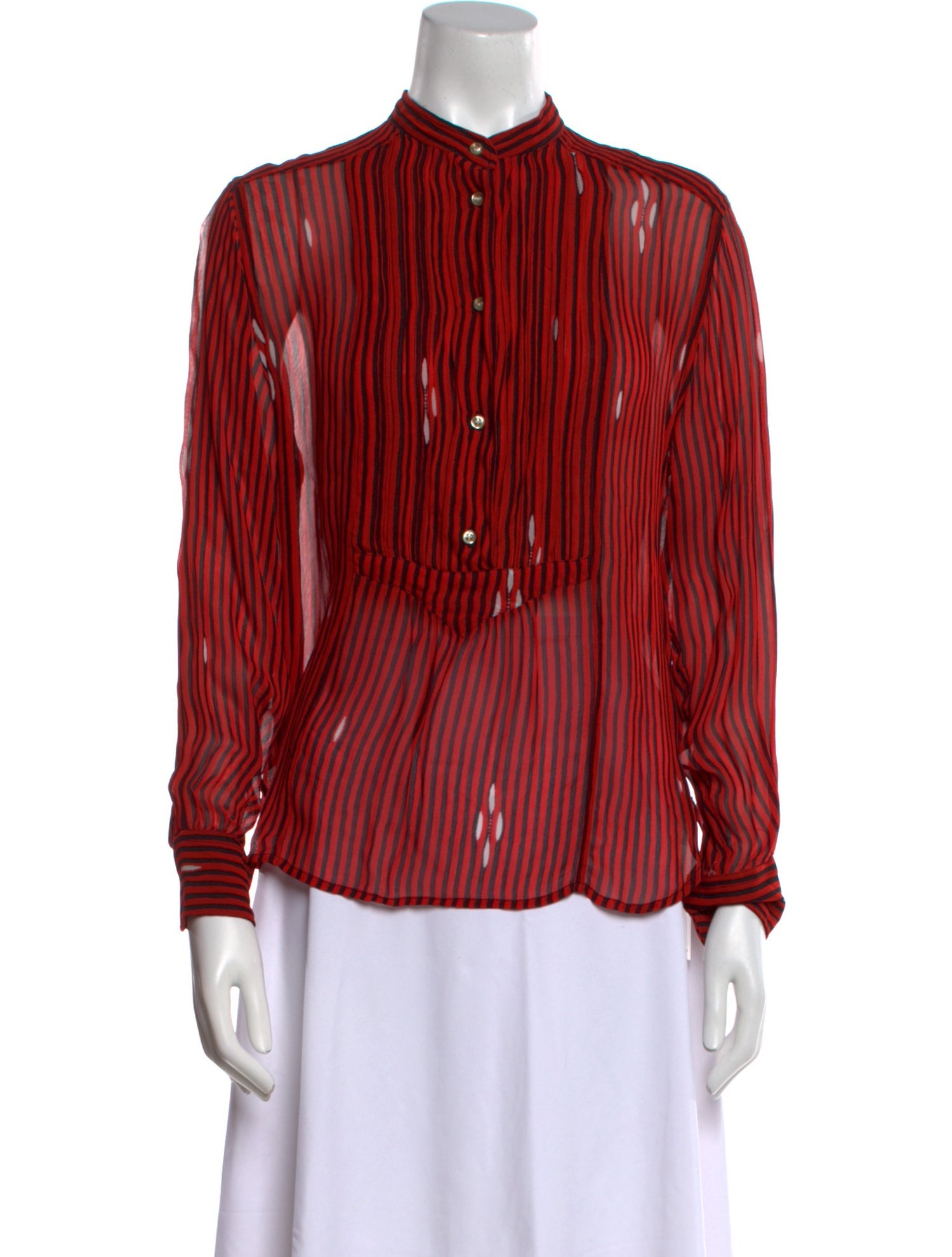 Étoile Isabel Marant Striped Mock Neck Button-Up Top