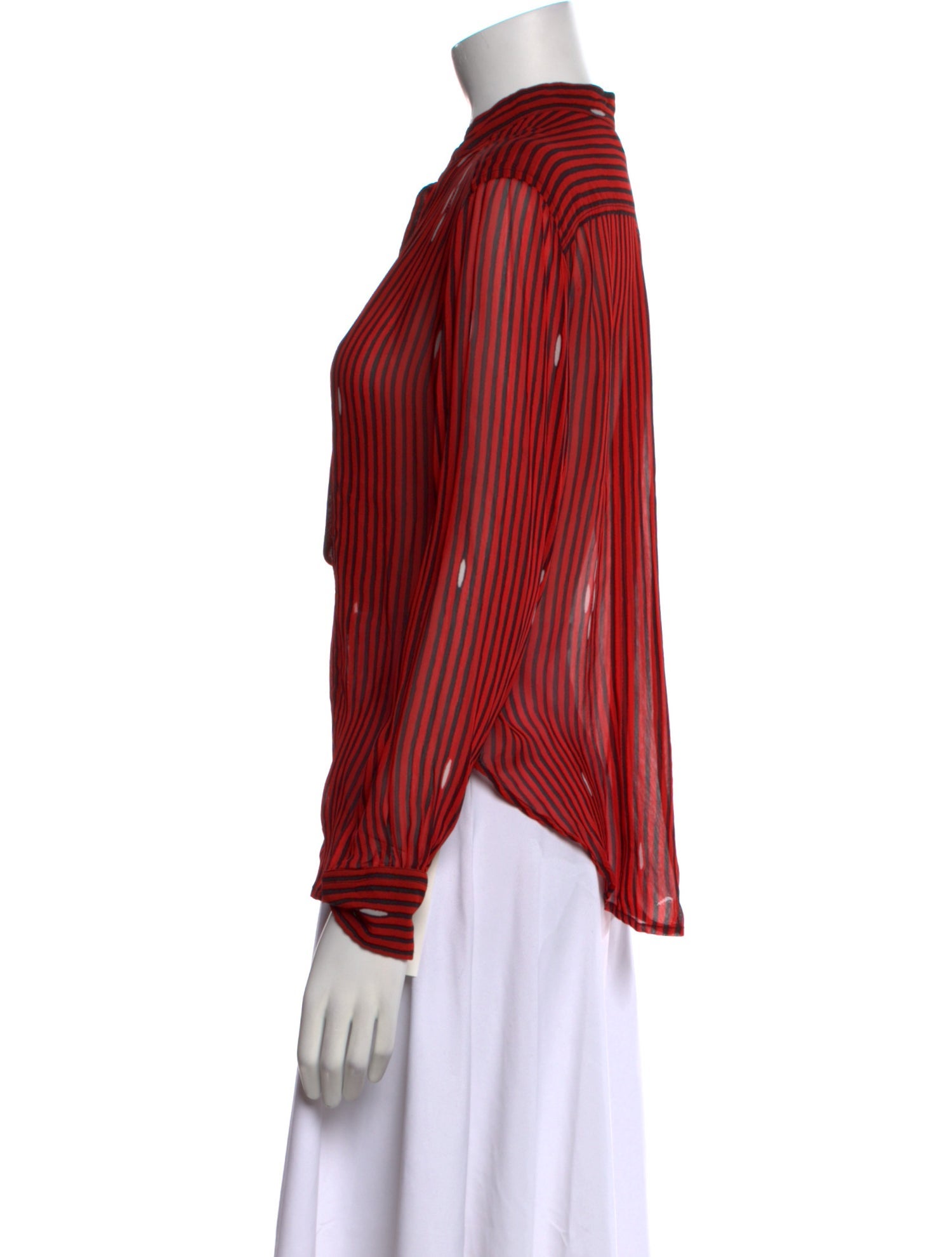 Étoile Isabel Marant Striped Mock Neck Button-Up Top