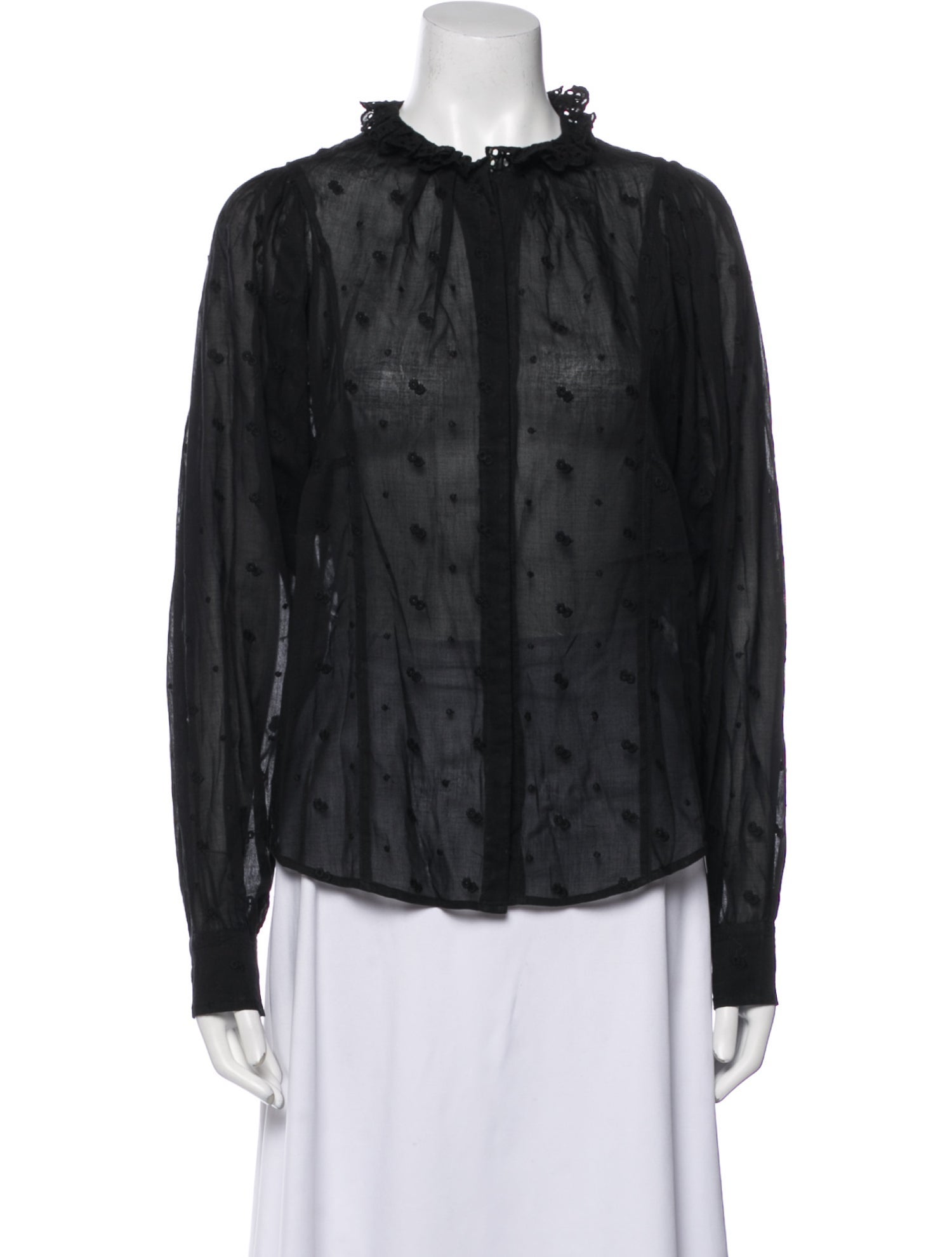 Étoile Isabel Marant Polka Dot Print Mock Neck Button-Up Top