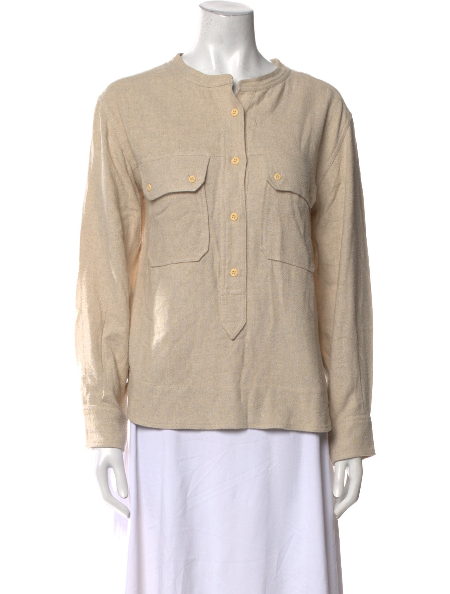 Étoile Isabel Marant Mock Neck Long Sleeve Button-Up Top